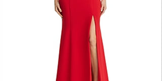 Aqua Women's Fluted Crepe Gown Red Size 4