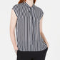 Bar III Women's Striped Tie Neck Top Brown Size S