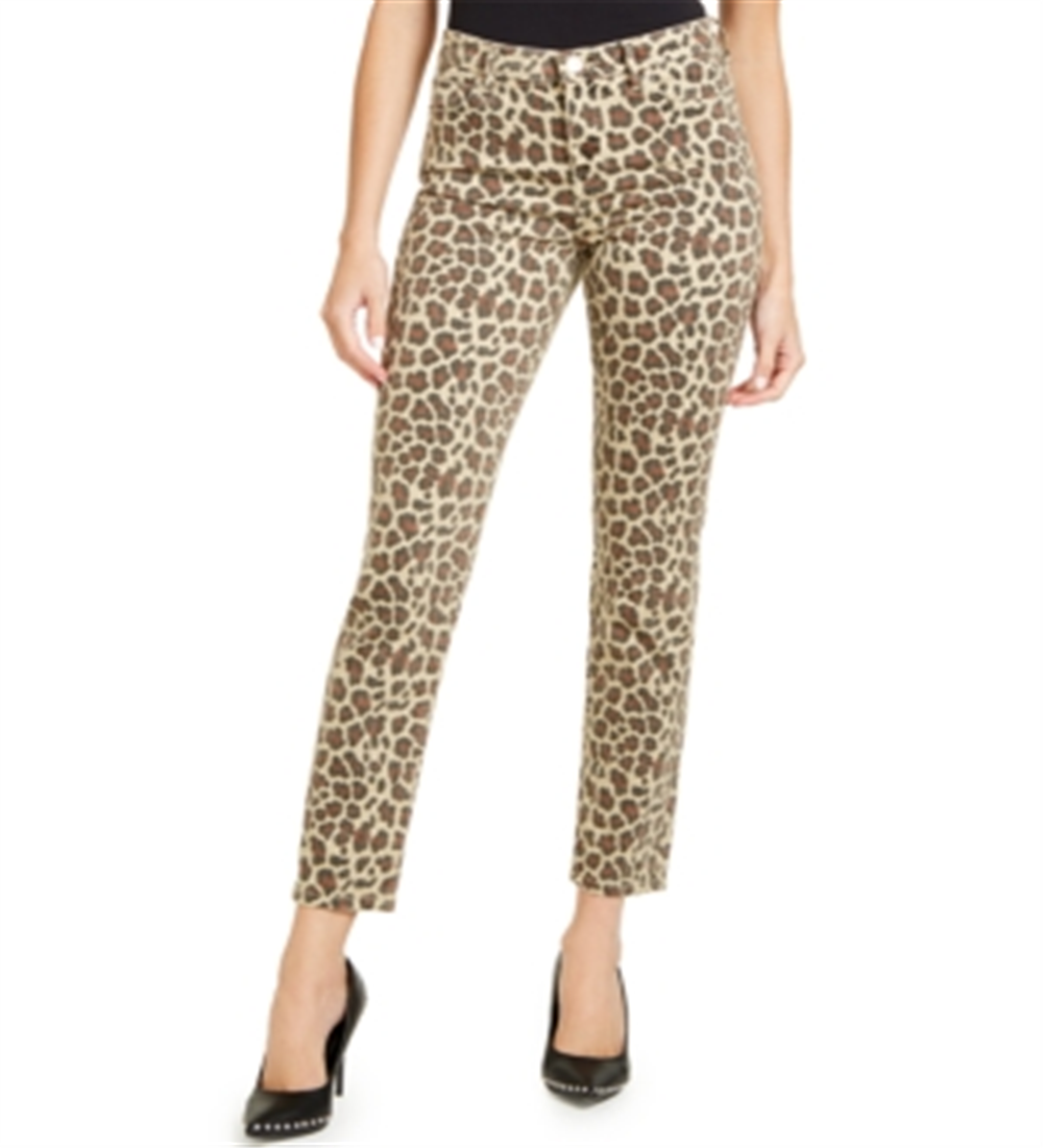 Guess Women's Skinny Fit Animal Print Pant Brown Size -31