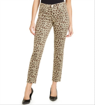 Guess Women's Skinny Fit Animal Print Pant Brown Size -31