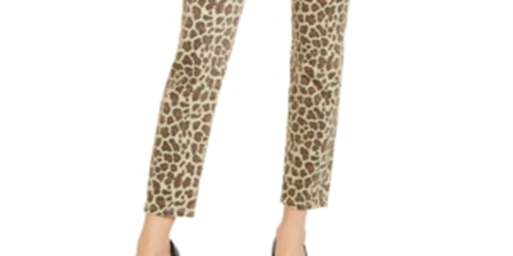 Guess Women's Skinny Fit Animal Print Pant Brown Size -31
