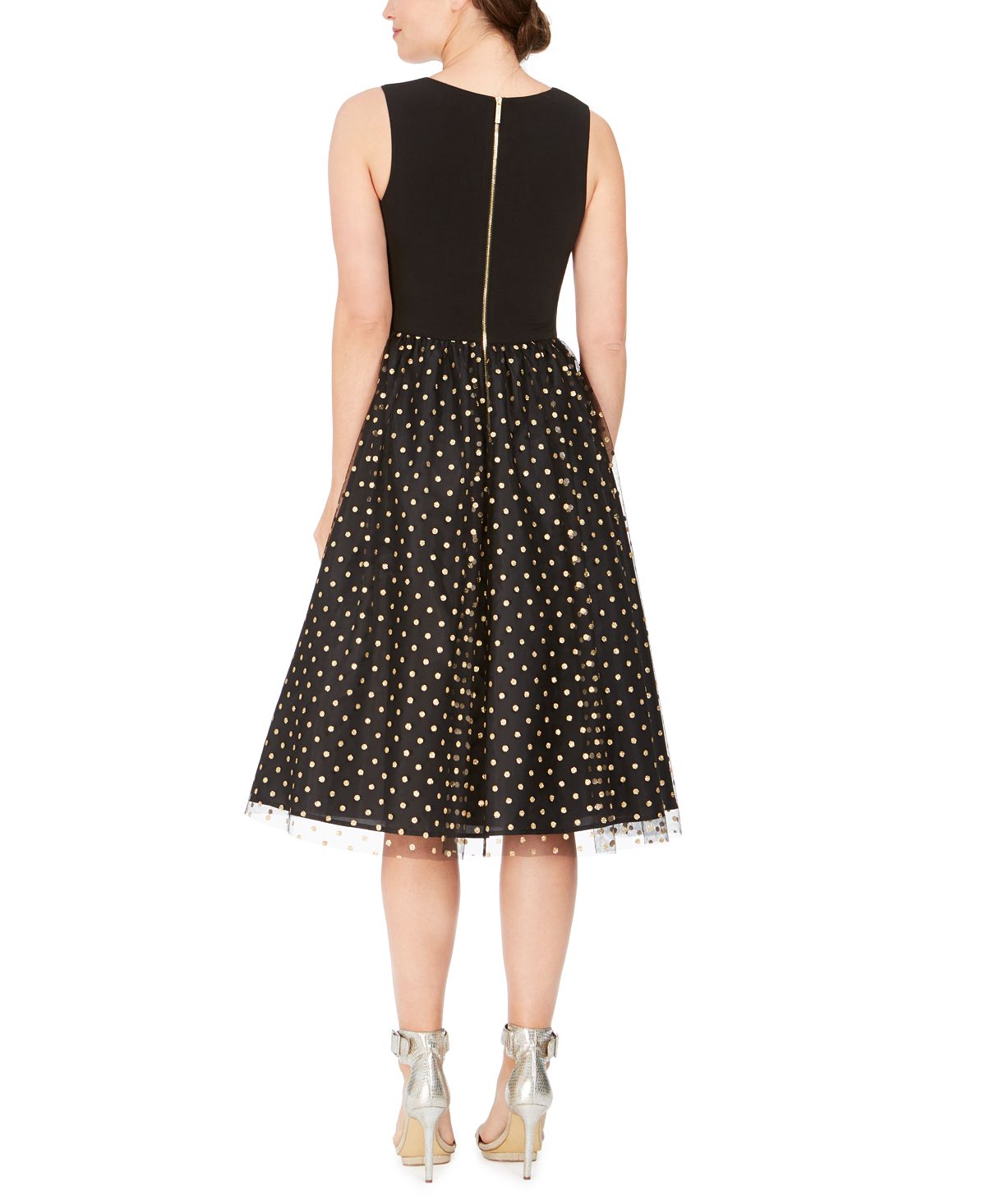 Calvin Klein Women's Clip-Dot Fit Flare Dress Black Size 14