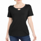 Karen Scott Women's Studded Keyhole Top Black Size X-Large