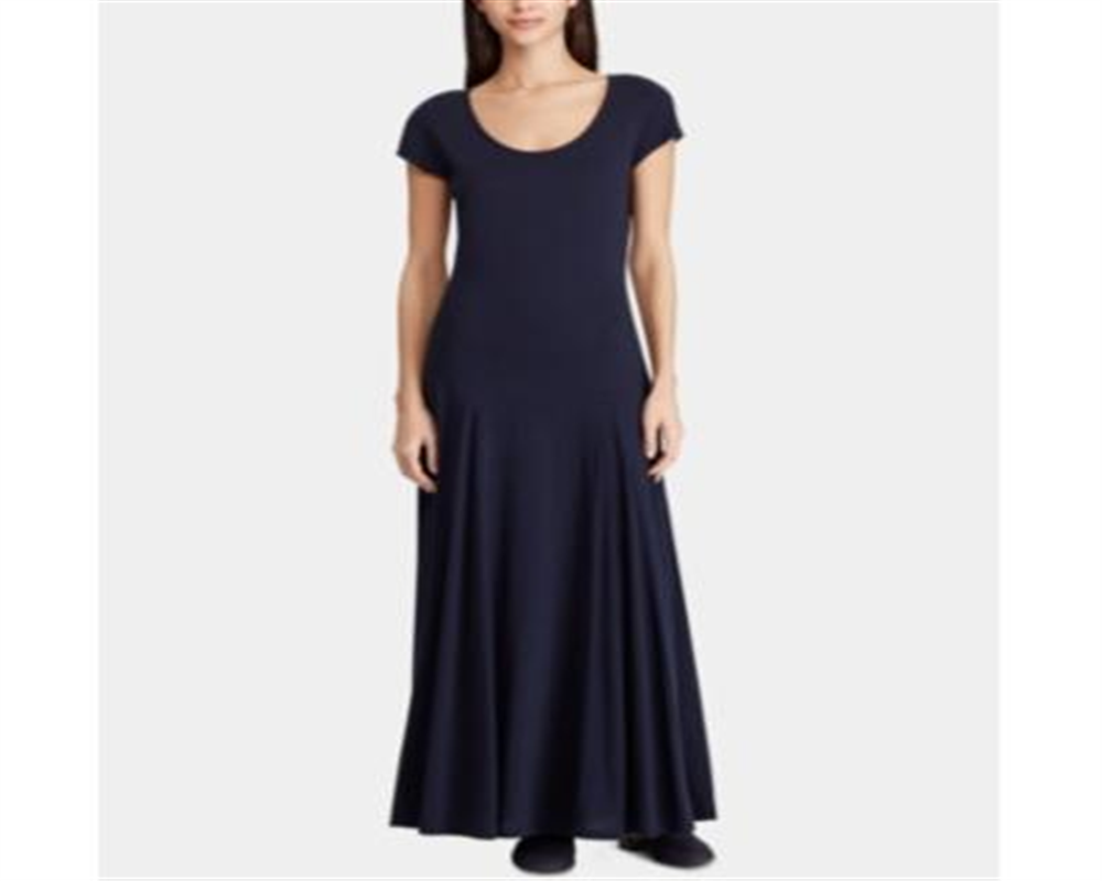 Ralph Lauren Women's U Neck Maxi T-Shirt Dress Blue Size X-Small