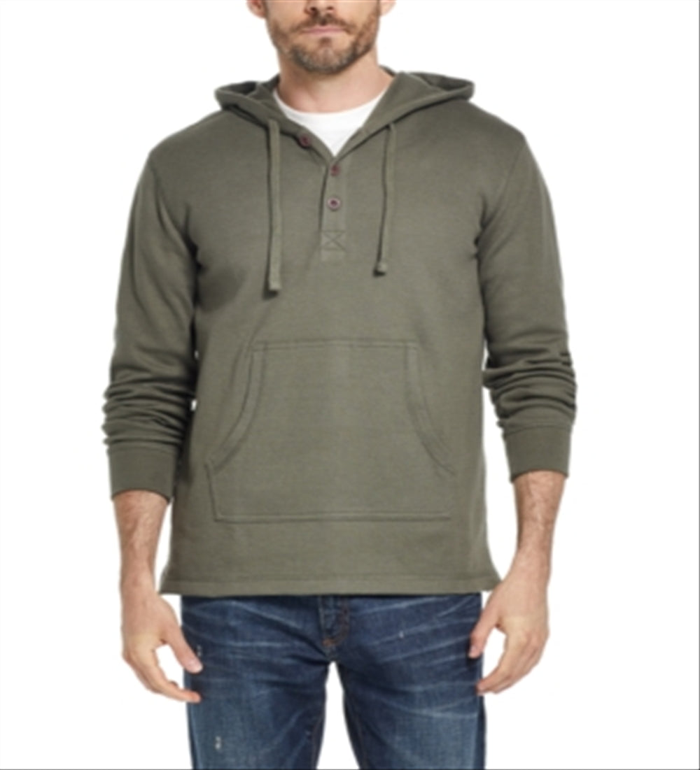 Weatherproof Men's Sweater  Waffle Knit Pullover Hooded Green Size Large