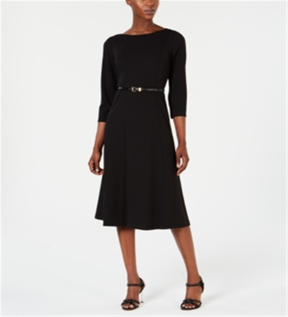 Calvin Klein Women's Belted a Line Wear to Work Dress -Black Size 4