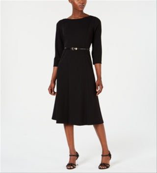 Calvin Klein Women's Belted a Line Wear to Work Dress -Black Size 4