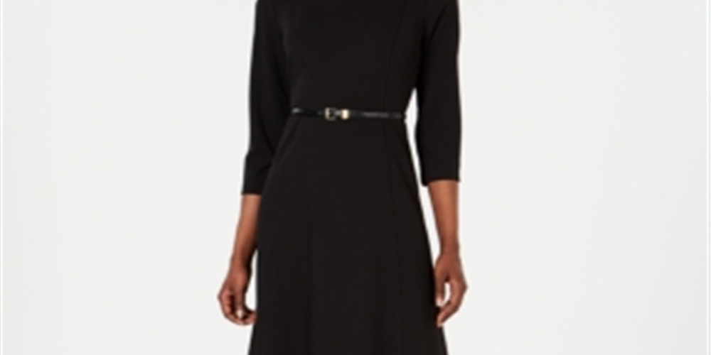 Calvin Klein Women's Belted a Line Wear to Work Dress -Black Size 4