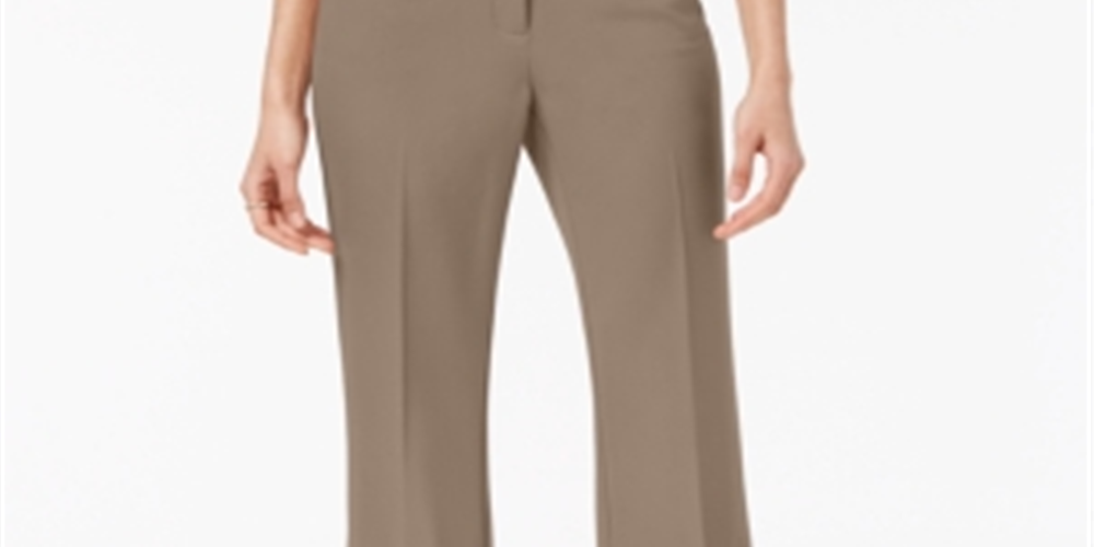 Alfani Women's Curvy Fit Mid Rise Bootcut Pants Beige Size 14