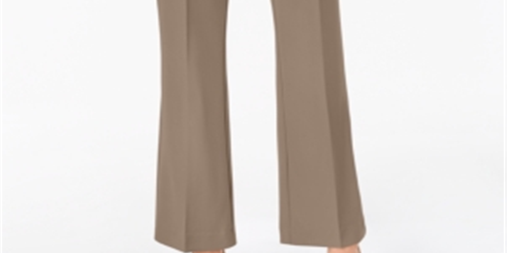 Alfani Women's Curvy Fit Mid Rise Bootcut Pants Beige Size 14