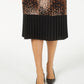 Alfani Women's Printed Pleated MIDI Skirt -Brown Size Petite XL