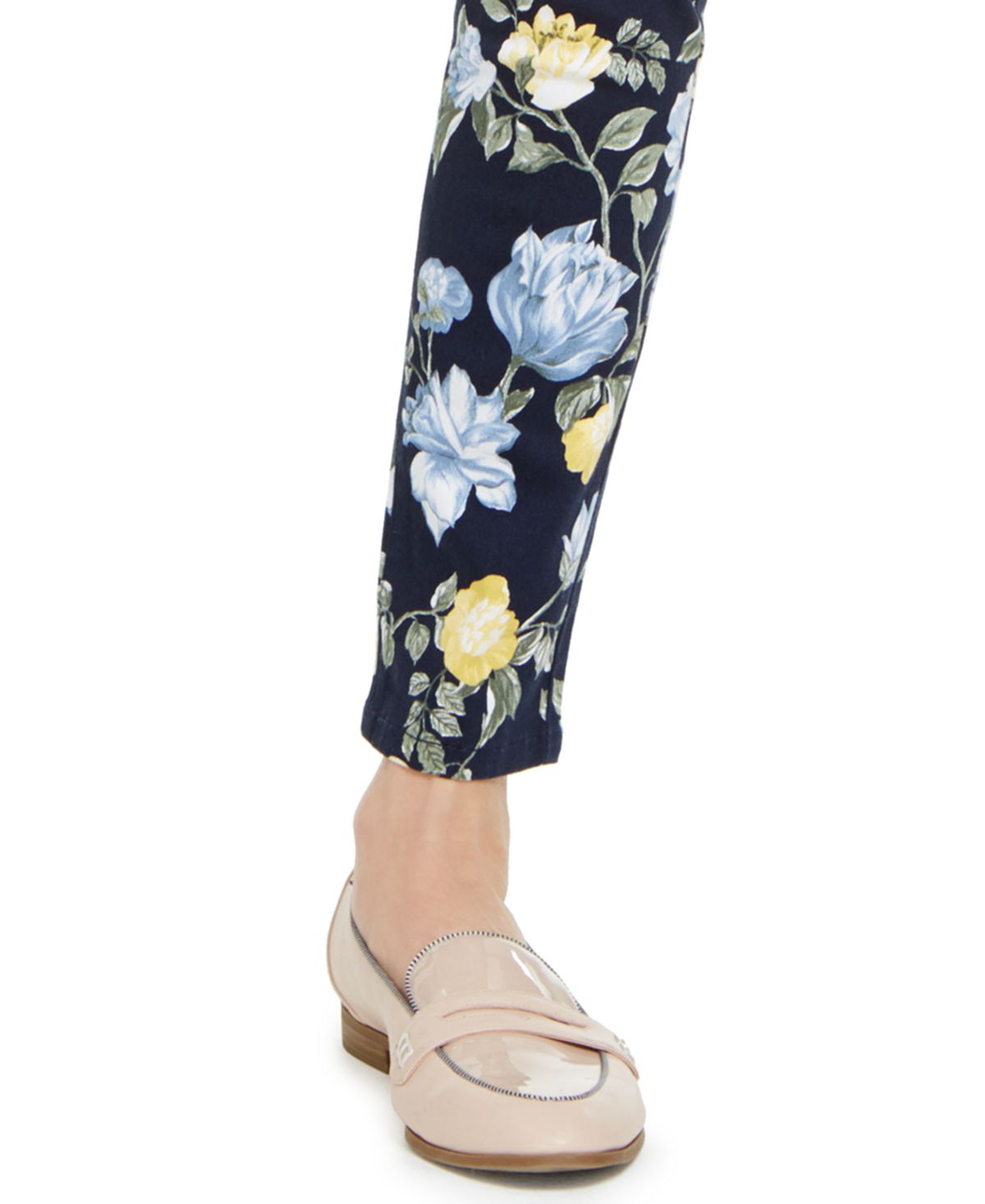 Charter Club Women's Floral Lexington Straight Leg Jeans Blue Size 16
