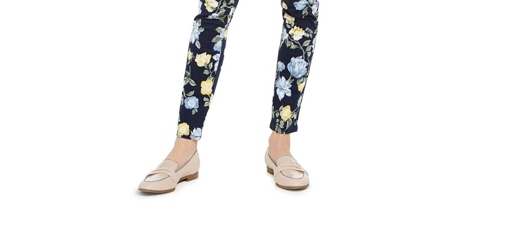 Charter Club Women's Floral Lexington Straight Leg Jeans Blue Size 16