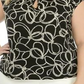Kasper Women's Cap Sleeve Printed Keyhole Stretch Top -Black Size 3X