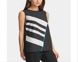 DKNY Women's Striped Top Black Size X-Large