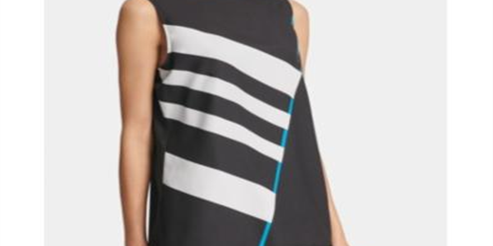 DKNY Women's Striped Top Black Size X-Large