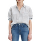 Levi's Women's Striped Cotton Double Button Shirt White Size Small
