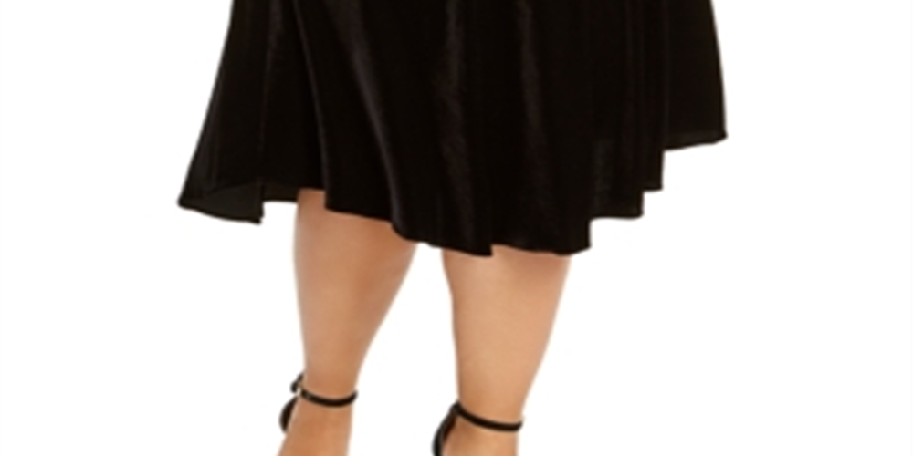 Calvin Klein Women's Plus Velvet Pull on MIDI Skirt Black Size 22W