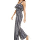 Bar III Women's  Ruffle-Trim Striped Jumpsuit  Blue Size M
