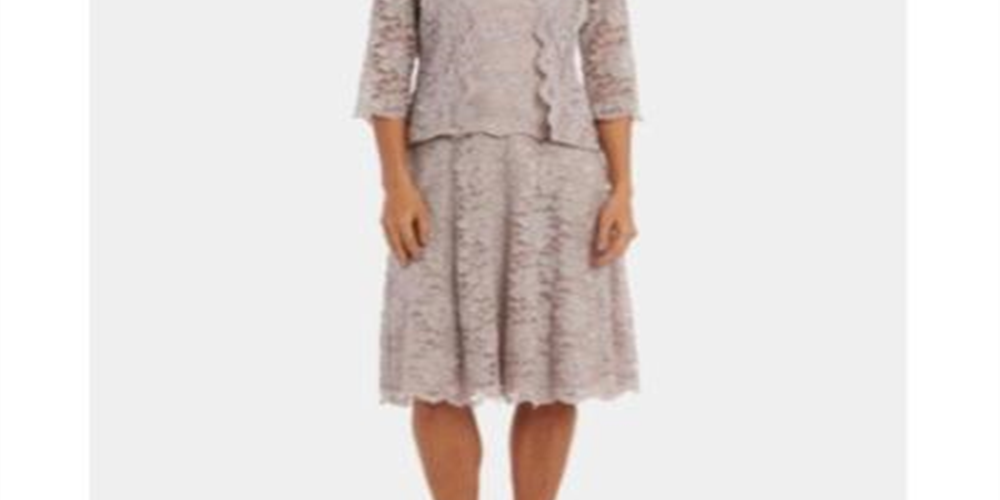 R M Richards Women's Glitter Lace Dress Jacket  Brown Size 18