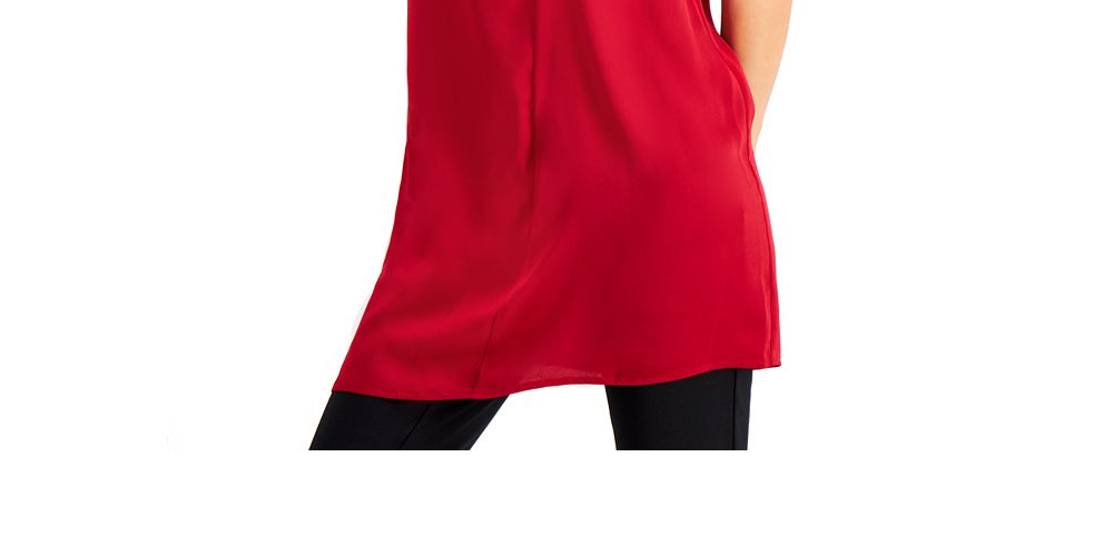 Alfani Women's Scarf Neck Tunic Red Size XS