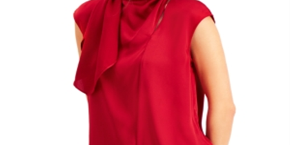 Alfani Women's Scarf Neck Tunic Red Size XS