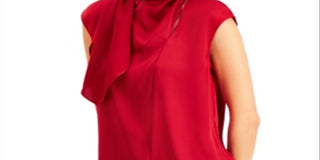 Alfani Women's Scarf Neck Tunic Red Size XS