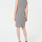 Kasper Geo-Print Contrast-Trim Dress Grey Size 14