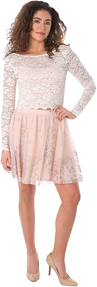 Jump Women's 2PC Lace Cocktail and Party Dress Brown Size 1/2