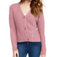 Pink Rose Junior's Eyelet Cardigan Sweater Pink Size Large