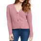 Pink Rose Junior's Eyelet Cardigan Sweater Pink Size Large