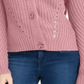 Pink Rose Junior's Eyelet Cardigan Sweater Pink Size Large
