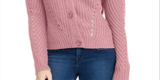 Pink Rose Junior's Eyelet Cardigan Sweater Pink Size Large