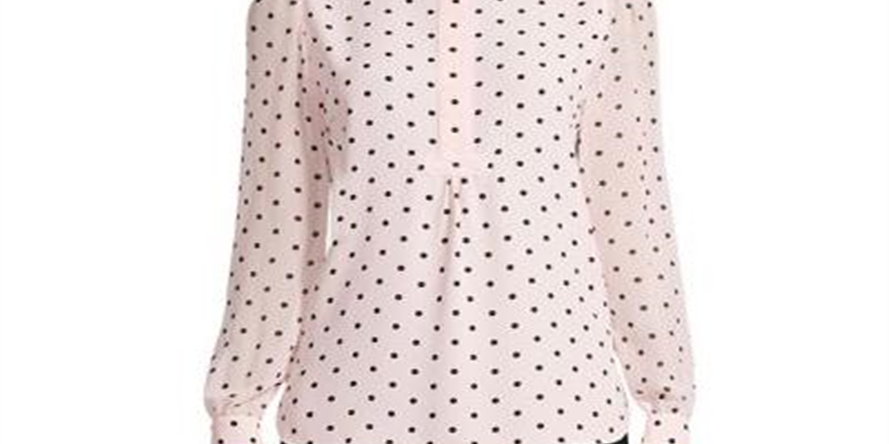 Anne Klein Women's Cherry Blossom Long Partitioned Poet Blouse Pink Size XS