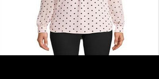 Anne Klein Women's Cherry Blossom Long Partitioned Poet Blouse Pink Size XS
