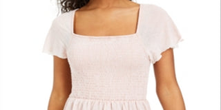 Rewash Junior's Smocked High Low Top Pink Size X-Large