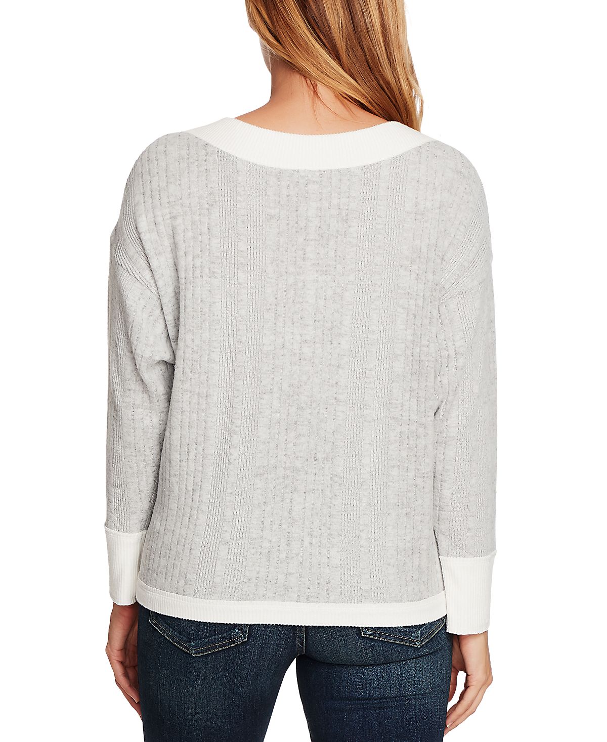 Vince Camuto Women's Ribbed V Neck Sweater White Size X-Large