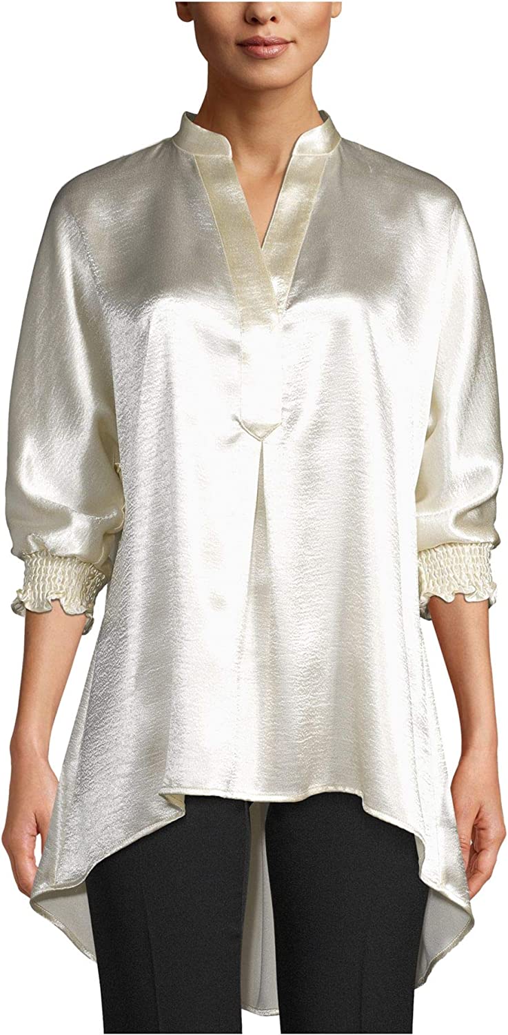 Anne Klein Women's Satin Hi Low Tunic Top Gold Size M