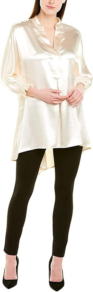 Anne Klein Women's Satin Hi Low Tunic Top Gold Size M