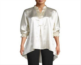 Anne Klein Women's Satin Hi Low Tunic Top Gold Size M