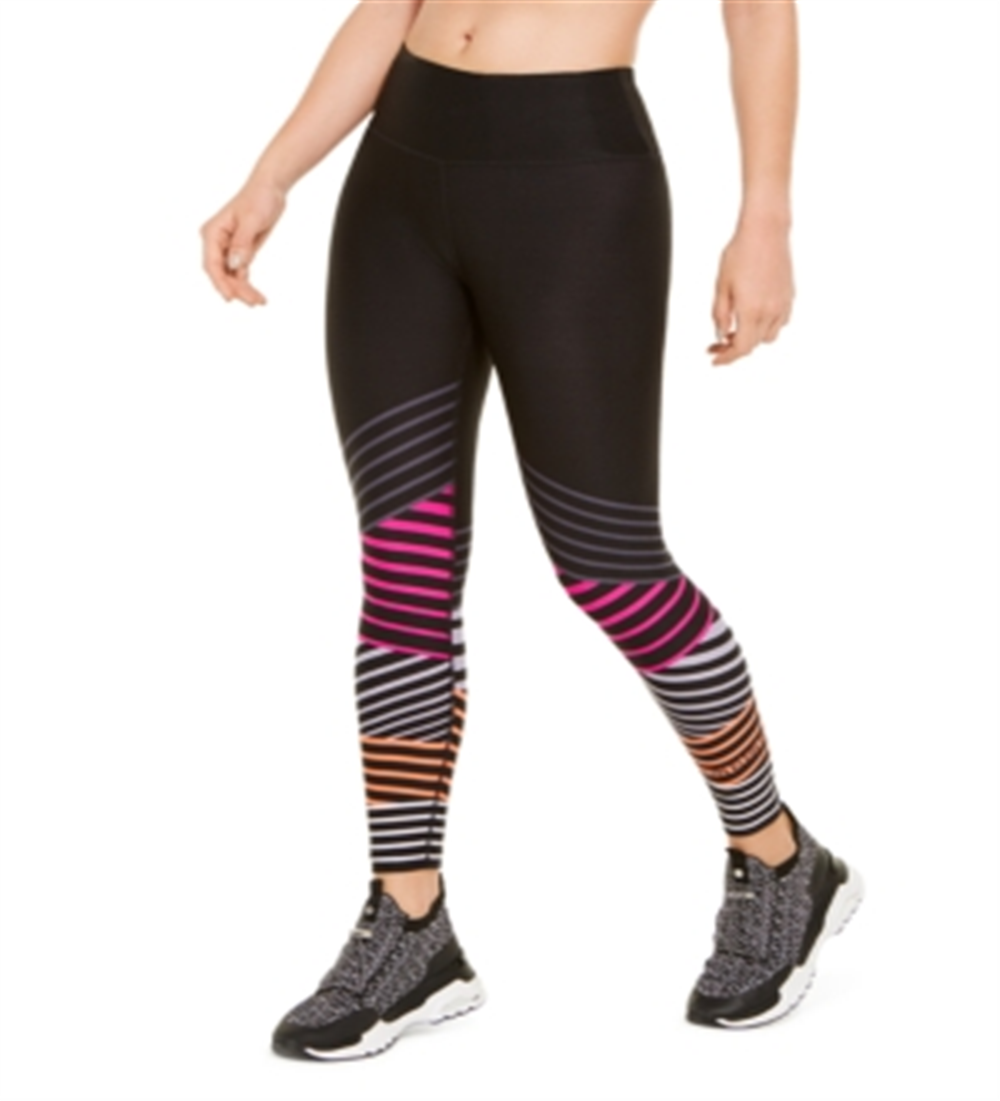 Calvin Klein Women's Performance Striped High Waist Leggings Black Size M