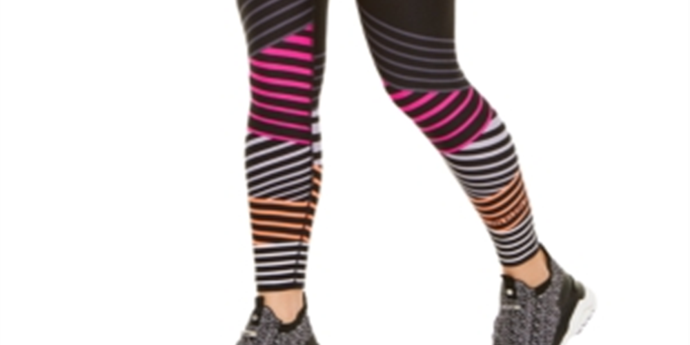 Calvin Klein Women's Performance Striped High Waist Leggings Black Size M