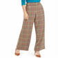 INC International Concepts Women's Belted Plaid Wide Leg Pants Green Size 4