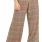 INC International Concepts Women's Belted Plaid Wide Leg Pants Green Size 4