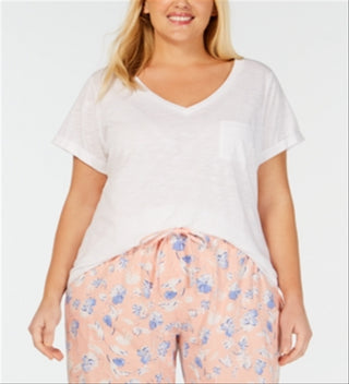 Charter Club Women's Short Sleeve Knit Pajama Shirt White Size 2XL