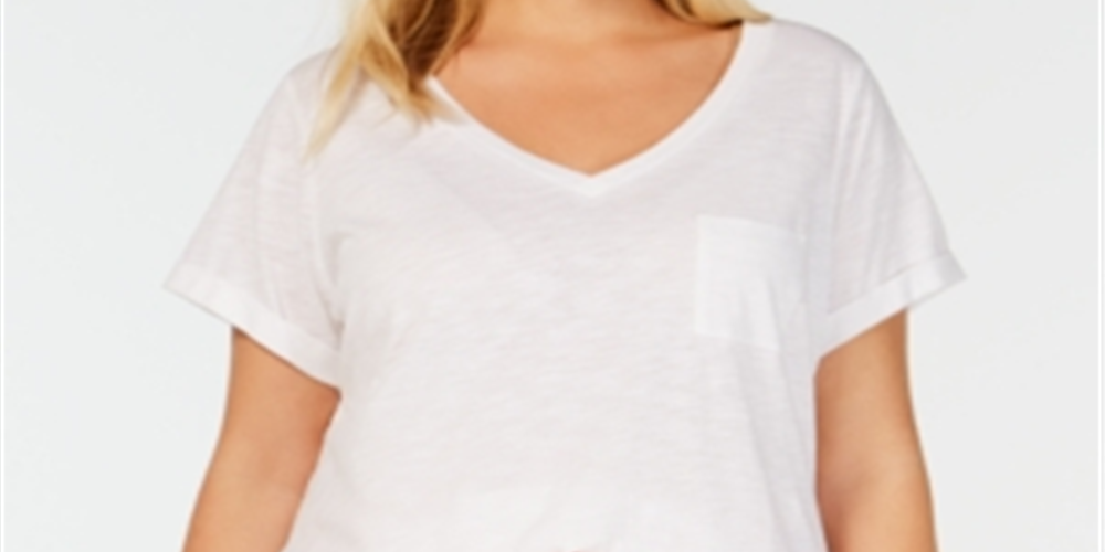 Charter Club Women's Short Sleeve Knit Pajama Shirt White Size 2XL