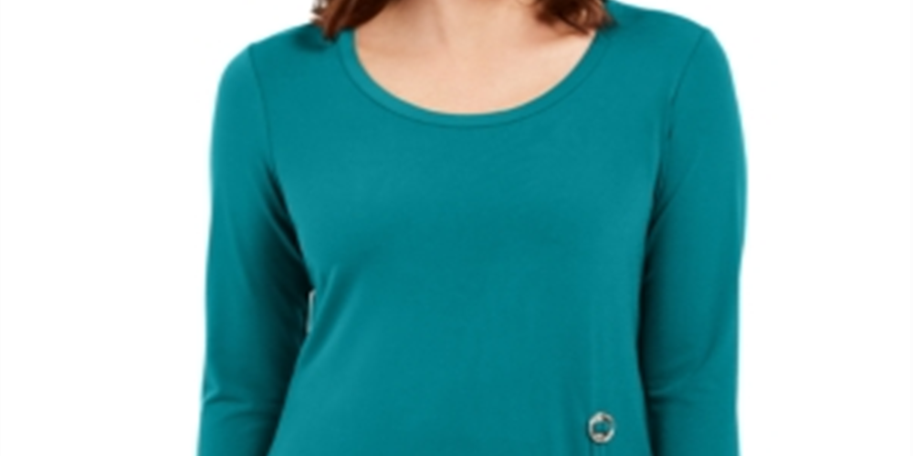 JM Collection Women's Hardware Trim Tunic Blue Size Medium