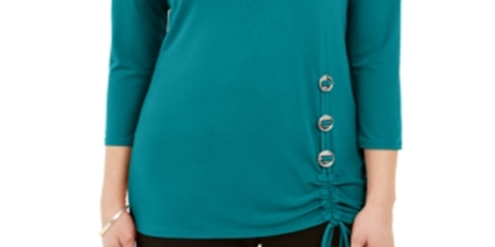 JM Collection Women's Hardware Trim Tunic Blue Size Medium