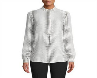 Anne Klein Women's Long Sleeve Dot Tunic White Size S