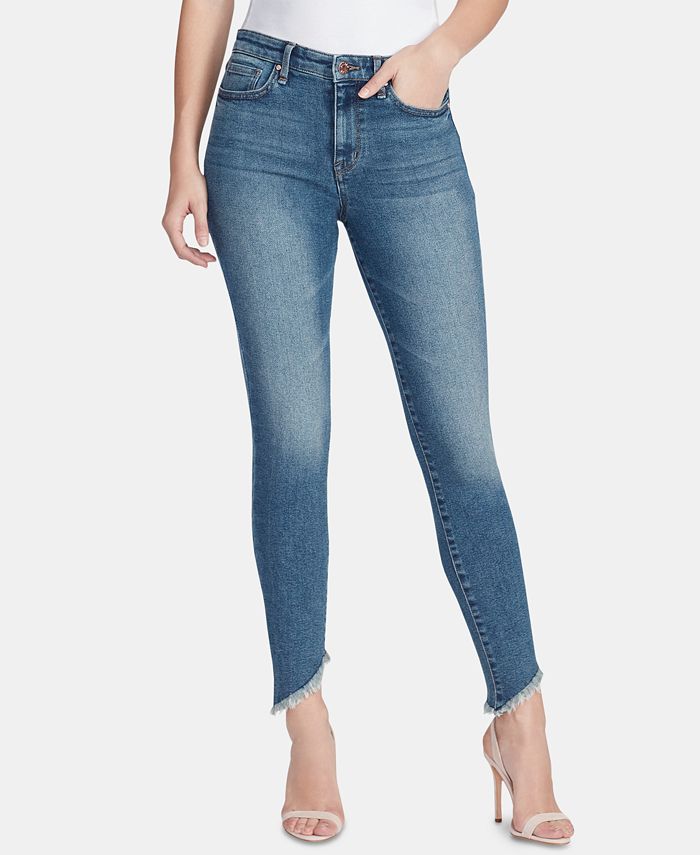 William Rast Womens Juniors Skinny Jeans Denim Asymmetric Blue Size 25